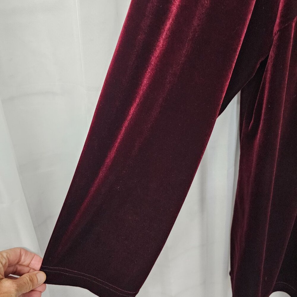 Vintage Dressbarn Burgundy Velour Blouse Button-Down Goth Grunge Whimsygoth 16W - Picture 3 of 7
